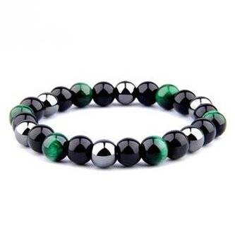 KN304 Korálkový náramek zelené tygří oko