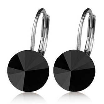 NBS08-BJ Ocelové náušnice s krystaly Swarovski® BLACK JET