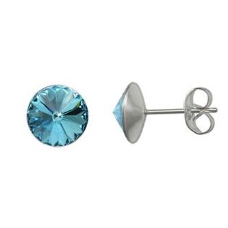 NU003-AQ Ocelové náušnice Crystals from Swarovski® 6mm, AQUAMARINE