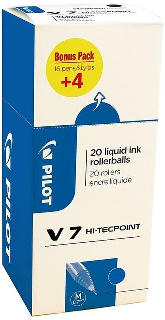 Pióro kulkowe V7 niebieskie 16 + 4 gratis box., Pilot