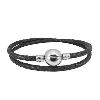 LV9019 Kožený náramek na navlékání korálků - černá