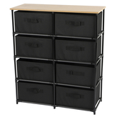 DOCHTMANN Regál s úložnými boxy černý 8 polic 76x30x89cm