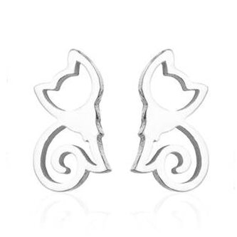 OPN1711-ST Ocelové náušnice kočičky - zvířátka