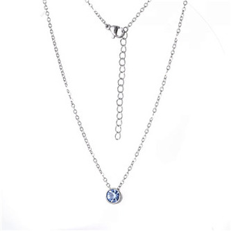 OPD0354-LB Ocelový náhrdelník se světle modrým zirkonem