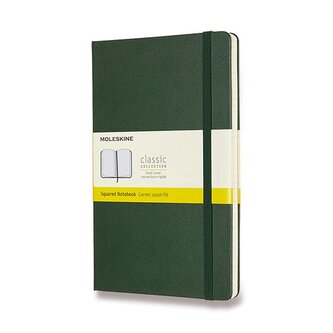 Zápisník Moleskine - tvrdé desky, L, čtverečkovaný - tm. zelený