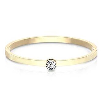 OPA1542-GD Otevírací ocelový náramek s kamínkem