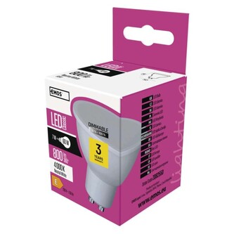 Emos LED žárovka Classic MR16 / GU10 / 7 W (60 W) / 800 lm / neutrální bílá / stmívatelná Emos LED žárovka Classic MR16 / GU10 / 7 W (60 W) / 800 lm / neutrální bílá / stmívatelná