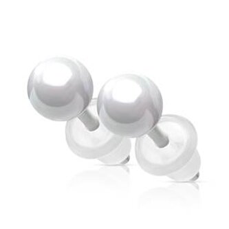 KM2013-WH Bílé keramické náušnice kuličky 4 mm