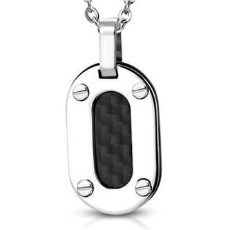 OPP1601 Ocelový přívěšek - destička s karbonem