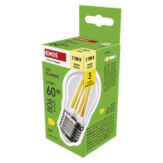 Emos LED žárovka Filament Mini Globe / E27 / 5,9 W (60 W) / 806 lm / teplá bílá Emos LED žárovka Filament Mini Globe / E27 / 5,9 W (60 W) / 806 lm / teplá bílá