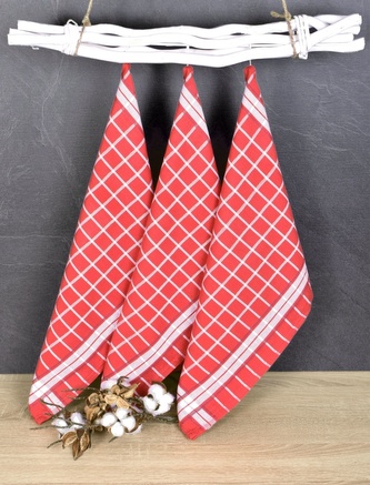 Luxusní kuchyňské utěrky, DOLCE RED egyptská bavlna set 3 ks
