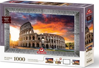 ART PUZZLE Puzzle s rámem a lepidlem 3v1 Západ slunce nad Koloseem 1000 dílků