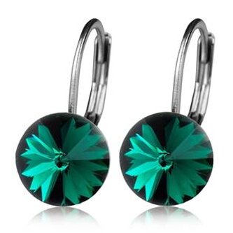 NBSS08-EM Ocelové náušnice - Emerald, 8 mm