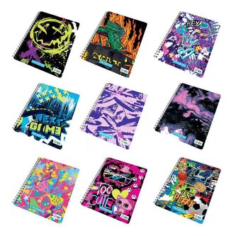 Spirálový sešit "Fantasy colours", A4+, linkovaný, 60 listů, Dino, MITAMA 62620-90066