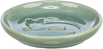 Miska keramická, vytlačená kočka, 0,15 l/ ⌀ 14,5 cm, zelená