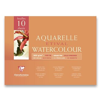 Akvarelový blok Clairefontaine Etival Cold Pressed - 30 x 40 cm, 10 listů, 300 g