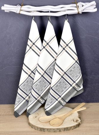 Luxusní kuchyňské utěrky, SOLE GREY Egyptská bavlna set 3 ks