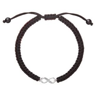 EG7235 Náramek proti uhranutí stříbrné nekonečno černý - nekonečno - ležatá osmička