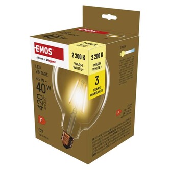 Emos LED žárovka Vintage G125 / E27 / 4,5 W (40 W) / 420 lm / teplá bílá Emos LED žárovka Vintage G125 / E27 / 4,5 W (40 W) / 420 lm / teplá bílá