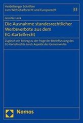 Die Ausnahme standesrechtlicher Werbeverbote aus dem EG-Kartellrecht