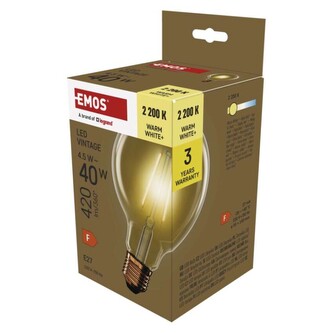 Emos LED žárovka Vintage G95 / E27 / 4,5 W (40 W) / 420 lm / teplá bílá Emos LED žárovka Vintage G95 / E27 / 4,5 W (40 W) / 420 lm / teplá bílá