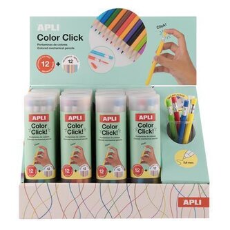 Mechanická pastelka "Color Click", displej/12 ks, 12 různých barev, sada, APLI 20079