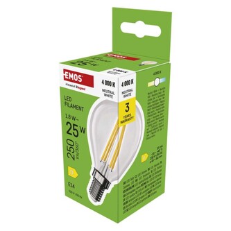 Emos LED žárovka Filament Mini Globe / E14 / 1,8 W (25 W) / 250 lm / neutrální bílá Emos LED žárovka Filament Mini Globe / E14 / 1,8 W (25 W) / 250 lm / neutrální bílá