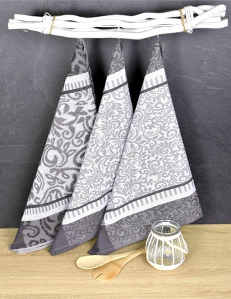 Luxusní kuchyňské utěrky, ORNAMENT egyptská bavlna set 2+1 FROTÉ