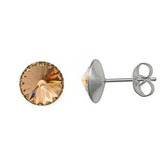 NU003-LP Ocelové náušnice Crystals from Swarovski® 6mm, LIGHT PEACH