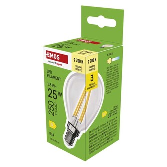 Emos LED žárovka Filament Mini Globe / E14 / 1,8 W (25 W) / 250 lm / teplá bílá Emos LED žárovka Filament Mini Globe / E14 / 1,8 W (25 W) / 250 lm / teplá bílá