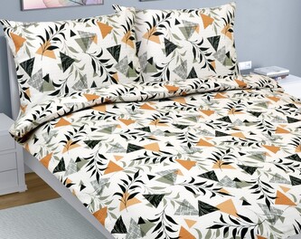 Povlečení krep na dvoudeku - Krémová,Oranžová,Šedá - 1ks 180x200, 2ks 70x90 cm
