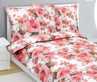 Povlečení bavlněné - Růžová,Zelená,Bílá - 140x200, 70x90 cm