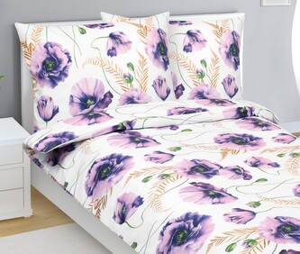 Povlečení bavlněné - Fialová,Růžová,Bílá - 140x200, 70x90 cm