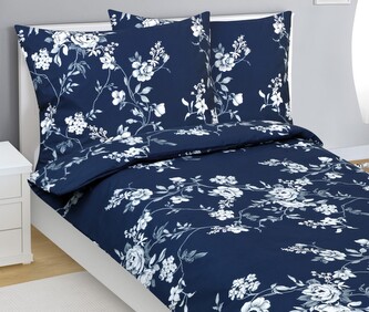 Povlečení bavlněné - Modrá,Šedá,Bílá - 140x200, 70x90 cm