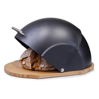 ZELLER Chlebník černý oválný bambus, plast 37x26x20,5cm