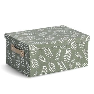 ZELLER Úložný box s víkem motiv Listy, bavlna, polyester 36x26x16,5cm