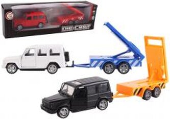 Samochód z przyczepą roboty drogowe metal mix