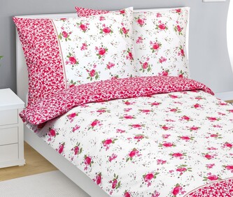 Povlečení bavlněné - Růžová,Zelená,Bílá - 140x200, 70x90 cm