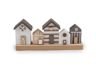 Dřevěné domečky - 1 ks - bílá přírodní