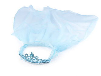 Věneček / korunka do vlasů se závojem - 1 ks - 13 modrá azuro