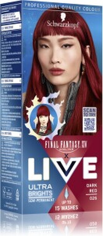 Schwarzkopf Live Ultra Brights semi-permanentní barva na vlasy 026 Temná červená 50ml