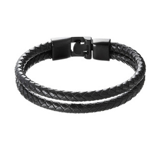 EG7522 Náramek pánský z černé koženky kovové zapínání