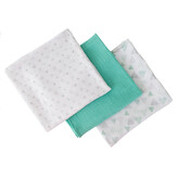 SwaddleMe mušelínová přikrývka 3ks hvězdičky/trojúhelníky/tyrkysová