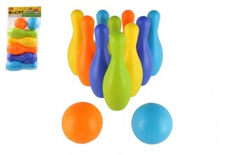 Kuželky 10ks + míče 2ks plast v sáčku 22,5x43cm