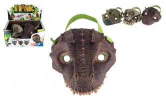 Maska dinosaurus gumová 15x18cm mix druhů 12ks v boxu karneval