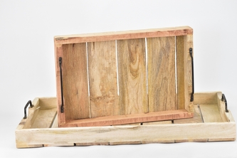 Podnos s/2 mangové dřevo kov.úchyt