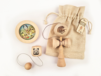 Lesní svět Akční balíček her Kendama + Kuličkolam + Hopík