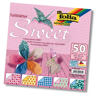 Papíry na origami 20x20 cm, 50 listů, 80 g/m², SWEET