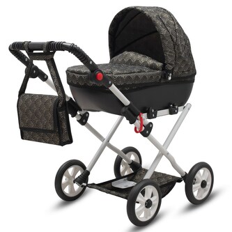 Luxusní dětský kočárek pro panenky New Baby COMFORT zlato černý