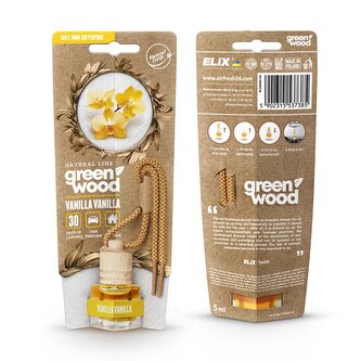 GREEN WOOD - Osvěžovač vzduchu s dřevěným víčkem Vanilla